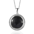 Black Jade (D) Pendant in Platinum Over Copper with Magnet and Stainless Steel Necklace 20 Inches 19.00 ctw - Sticky add to cart bar