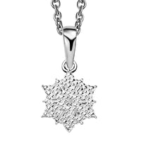 Diamond Accent Sunburst Pendant in Sterling Silver with Stainless Steel Necklace 20 Inches