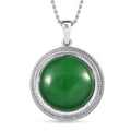 Green Jade (D) Pendant in Platinum Over Copper with Stainless Steel Necklace 20 Inches 23.10 ctw - Sticky add to cart bar