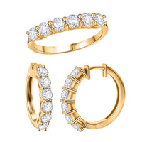 Moissanite Half Eternity Band Ring (Size 5.00) and Hoop Earrings in Platinum Over Sterling Silver 2.85 ctw