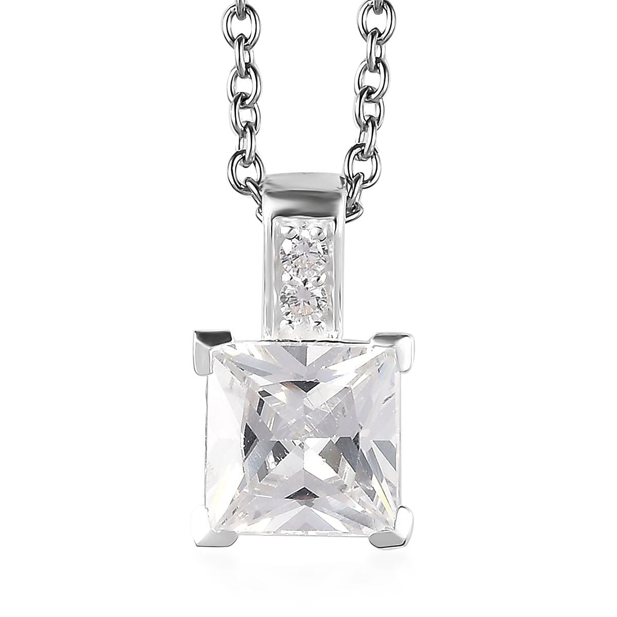 D'Joy Simulated Diamond Pendant in Sterling Silver with Stainless Steel Necklace (20 Inches) 4.15 ctw