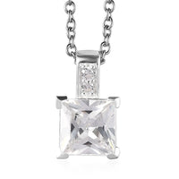 D'Joy Simulated Diamond Pendant in Sterling Silver with Stainless Steel Necklace (20 Inches) 4.15 ctw