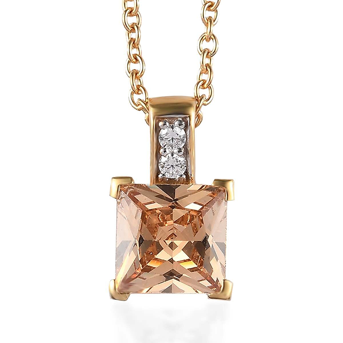 Simulated Diamond Pendant in Sterling Silver with Stainless Steel Necklace (20 Inches) 4.15 ctw