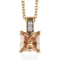 Simulated Diamond Pendant in Sterling Silver with Stainless Steel Necklace (20 Inches) 4.15 ctw