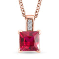 Red and White Simulated Diamond Pendant in 14K RG Over Sterling Silver with ION Plated RG Stainless Steel Necklace 20 Inches 3.00 ctw - Sticky add to cart bar