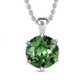Peridot Color Crystal Solitaire Pendant in Sterling Silver with Stainless Steel Necklace (20 Inches) - Sticky add to cart bar