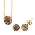 Champagne Color Austrian Crystal Earrings and Necklace 18 Inches in Goldtone 1.60 ctw - Sticky add to cart bar