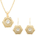 Austrian Crystal Earrings and Necklace 18 Inches in Goldtone 2.10 ctw - Sticky add to cart bar