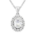 Simulated Diamond Pendant Necklace 18 Inches in Silvertone - Sticky add to cart bar
