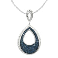 Blue and White Austrian Crystal Pendant Necklace 18 Inches in Silvertone - Sticky add to cart bar