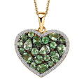 Tsavorite Garnet and Moissanite Heart Pendant Necklace 20 Inches in Vermeil Yellow Gold Over Sterling Silver 2.60 ctw - Sticky add to cart bar