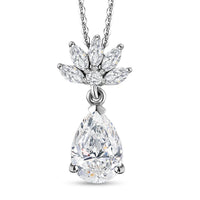 Moissanite Drop Pendant Necklace 20 Inches in Platinum Over Sterling Silver 2.85 ctw