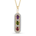 Multi Gemstone Statement Medallion Pendant Necklace 20 Inches in Vermeil Yellow Gold Over Sterling Silver 0.90 ctw - Sticky add to cart bar