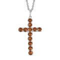 Topaz Color Crystal Cross Pendant in Sterling Silver with Stainless Steel Necklace (20 Inches) - Sticky add to cart bar