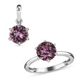 Antique Pink Crystal Solitaire Ring (Size 5.0) and Solitaire Pendant in Sterling Silver - Sticky add to cart bar