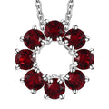 Siam Color Crystal Circle Pendant in Sterling Silver with Stainless Steel Necklace (20 Inches) - Sticky add to cart bar