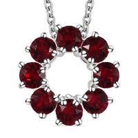 Siam Color Crystal Circle Pendant in Sterling Silver with Stainless Steel Necklace (20 Inches)
