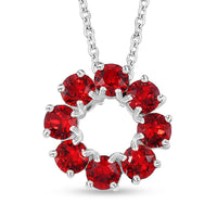 Light Siam Color Crystal Circle Pendant in Sterling Silver with Stainless Steel Necklace 20 Inches