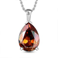 Copper Crystal Solitaire Pendant in Sterling Silver with Stainless Steel Chain 20 Inches - Sticky add to cart bar