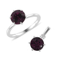Foilback Amethyst Color Crystal Solitaire Ring (Size 5.00) and Pendant in Sterling Silver 2.50 ctw - Sticky add to cart bar