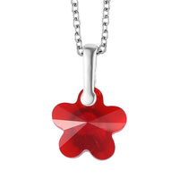 Designer Premium Light Siam Austrian Crystal Fancy Pendant in Sterling Silver with Stainless Steel Chain 20 Inches