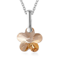 Designer Premium Golden Shadow Color Austrian Crystal Pendant in Sterling Silver with Stainless Steel Necklace 20 Inches