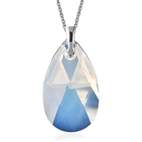 White Opal Crystal Pendant in Sterling Silver with Stainless Steel Chain 20 Inches