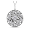 Moissanite Mandala Spiner Pendant Necklace 20 Inches in Platinum Over Sterling Silver 1.60 ctw - Sticky add to cart bar