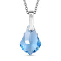 Designer Premium Aquamarine Color Austrian Crystal Pendant in Sterling Silver with Stainless Steel Necklace 20 Inches - Sticky add to cart bar