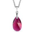Ruby Color Crystal Pendant in Sterling Silver with Stainless Steel Chain 20 Inches - Sticky add to cart bar