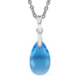 Ruby Color Crystal Pendant in Sterling Silver with Stainless Steel Chain 20 Inches - Sticky add to cart bar
