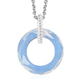 White Opal Color Crystal Pendant in Sterling Silver with Stainless Steel Necklace 20 Inches - Sticky add to cart bar