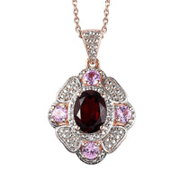 Premium Mozambique Garnet, Multi Gemstone Pendant Necklace (20 Inches) in 18K Vermeil RG Over Sterling Silver 2.35 ctw