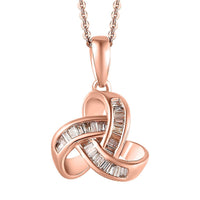 Natural Champagne Diamond 0.25 ctw Knot Pendant Necklace in Vermeil Rose Gold Over Sterling Silver 20 Inches