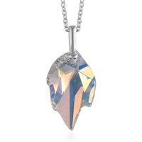 Aurora Borealis Crystal Pendant in Sterling Silver with Stainless Steel Necklace 20 Inches
