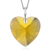 Light Color Topaz Crystal Heart Pendant in Sterling Silver with Stainless Steel Chain (20 Inches)