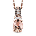 Premium Pink Morganite, Natural Champagne and White Diamond Pendant Necklace 20 Inches in Vermeil Rose Gold Over Sterling Silver 1.35 ctw - Sticky add to cart bar