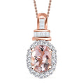 Premium Pink Morganite and White Diamond Halo Pendant Necklace 18 Inches in Vermeil Rose Gold Over Sterling Silver 0.85 ctw - Sticky add to cart bar