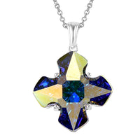 Aurora Borealis Crystal Pendant in Sterling Silver with Stainless Steel 20 Inches