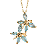 Madagascar Paraiba Apatite Butterfly Pendant Necklace 20 Inches in Vermeil Yellow Gold Over Sterling Silver 1.50 ctw