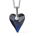 Designer Premium Dark Indigo Austrian Crystal Heart Pendant in Sterling Silver with Stainless Steel Chain 20 Inches - Sticky add to cart bar