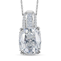 TLV Moissanite (Cush 10x8 mm) Pendant Necklace (20 Inches) in Platinum Over Sterling Silver 3.85 ctw