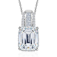 TLV Moissanite (Cush 10x8 mm) Pendant Necklace (20 Inches) in Platinum Over Sterling Silver 3.85 ctw