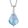 Aquamarine Color Crystal Pendant in Sterling Silver with Stainless Steel Necklace 20 Inches - Sticky add to cart bar