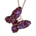 Orissa Rhodolite Garnet and Amethyst Butterfly Pendant Necklace 20 Inches in Vermeil Rose Gold Over Sterling Silver 4.35 ctw - Sticky add to cart bar