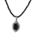 Australian Black Tourmaline Pendant With Quartzite Beaded Necklace 20 Inches in Stainless Steel 61.10 ctw - Sticky add to cart bar