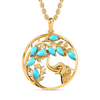 Premium Sleeping Beauty Turquoise Pendant Necklace 18 Inches in Vermeil Yellow Gold Over Sterling Silver 1.20 ctw