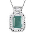 TLV Premium Grandidierite (Oct 10x8mm), White Zircon Pendant Necklace (20 Inches) in Platinum Over Sterling Silver 4.75 ctw - Sticky add to cart bar