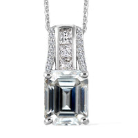 Moissanite (Oct 10x8mm) Pendant Necklace (20 Inches) in Platinum Over Sterling Silver 4.10 ctw