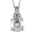 Emperor Cut Moissanite and Blue Moissanite Pendant Necklace 20 Inches in Platinum Over Sterling Silver 3.75 ctw - Sticky add to cart bar